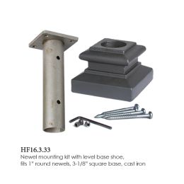 3-1/8" Level Base Mounting Kit for 1 in. Round Iron Newel Posts Ash Grey