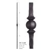 9/16 in. x 44 in. Tuscan Square Hammered Single Sphere Solid Iron Baluster Satin Black