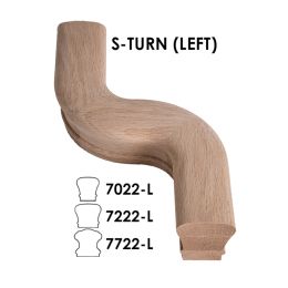 6710 Series Solid Wood Handrail Fitting Left Hand S-Turn Red Oak