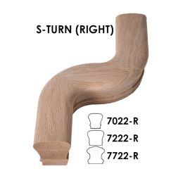 6710 Series Solid Wood Handrail Fitting Right Hand S-Turn Red Oak