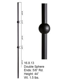 5/8 in. x 44 in. Double Sphere Round Hollow Iron Baluster Satin Black
