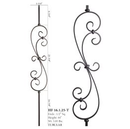 Large Hollow Spiral Scroll Baluster (Finish:: Oil Rubbed Copper)