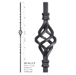 Double Twist Single Basket Hollow Iron Baluster (Finish:: Oil Rubbed Copper)