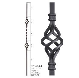 Double Basket Single Twist Hollow Iron Baluster (Finish:: Oil Rubbed Copper)