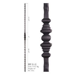 Single Decorative Knuckle Square Hammered Baluster (Finish:: Oil Rubbed Bronze)