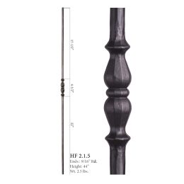 Single Long Decorative Knuckle Round Forged Baluster (Finish:: Oil Rubbed Bronze)