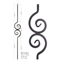 Double Spiral Iron Baluster (Finish:: Oil Rubbed Copper)