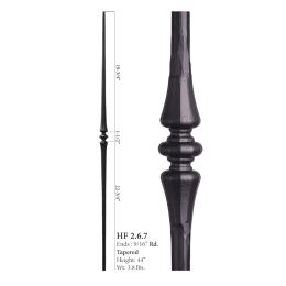 Single Knuckle Round Forged Tapered Baluster (Finish:: Satin Clear)