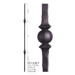 Double Sphere Square Hammered Hollow Baluster (Finish:: Oil Rubbed Bronze)