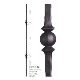 Double Sphere Square Hammered Baluster (Finish:: Oil Rubbed Bronze)