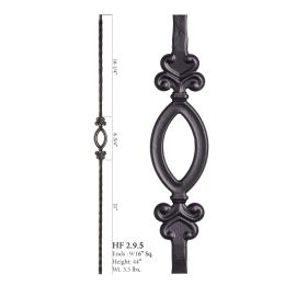 Single Oval Square Hammered Baluster (Finish:: Oil Rubbed Bronze)