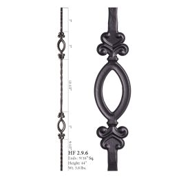 Double Oval Square Hammered Baluster (Finish:: Oil Rubbed Bronze)