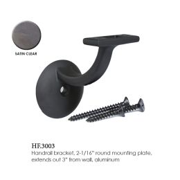 Handrail Bracket with Round Mounting Plate (Finish:: Satin Clear)