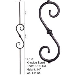 Single Small Knuckle Round Forged Scroll Baluster (Finish:: Satin Black)