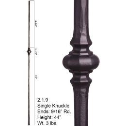 Single Small Knuckle Round Forged Baluster (Finish:: Satin Black)