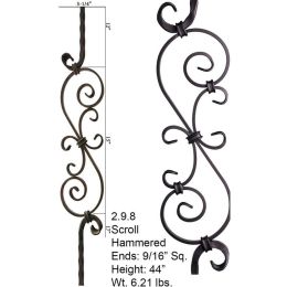 Single Large Square Hammered Sprial Scroll Baluster (Finish:: Oil Rubbed Bronze)
